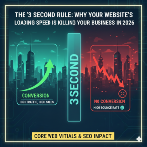 Website loading speed impact on SEO 2026: 3-second rule showing conversion vs bounce rate
